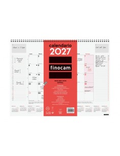 Finocam Neutro Vade Calendario - Anual 2027 - Mes Vista - 420x310mm - Espiral Doble - Papel de 150g m2 - Espacio para