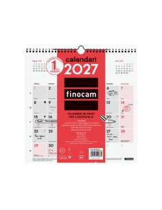 Finocam Neutro Calendario de Pared en Catalan - Anual 2027 - Mes Vista - 300x300mm - Espiral Doble - Papel de 120g m2 -