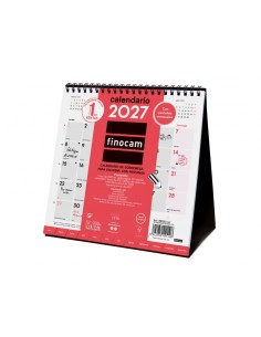 Finocam Neutro Calendario de Sobremesa - Anual 2027 - Mes Vista - Formato S - 190x190mm - Espiral Doble - Papel de 150g m2 -