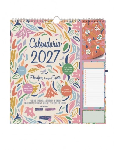 Finocam Talkual Calendario de Pared - Anual 2027 - Mes Vista - 300x340mm - Espiral Doble - Papel de 140g m2 - Espacio para