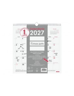Finocam Chic Calendario de Pared - Anual 2027 - Mes Vista - 300x300mm - Espiral Doble - Papel de 120g m2 - Espacio para