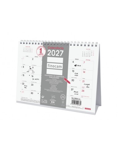 Finocam Trendy Chic Calendario de Sobremesa - Anual 2027 - Mes Vista - Formato S - 210x150mm - Espiral Doble - Papel de