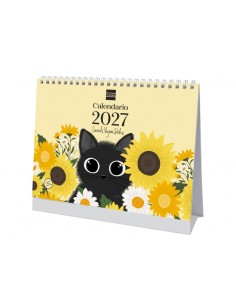 Finocam Sarah Meyer-Delius Calendario de Sobremesa - Anual 2027 - Mes Vista - Formato S - 210x150mm - Espiral Doble - Papel