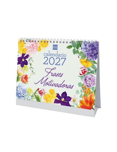 Finocam Frases Motivadoras Calendario de Sobremesa - Anual 2027 - Mes Vista - Formato S - 210x150mm - Espiral Doble - Papel