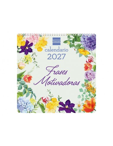 Finocam Frases Motivadoras Calendario de Pared - Anual 2027 - Mes Vista - 300x300mm - Papel de 170g m2 - Ilustraciones