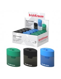 ErichKrause SMART and SHARP Expositor con 16 Sacapuntas con Contenedor - Plastico - Cuchilla Niquelada de Acero al Carbono -