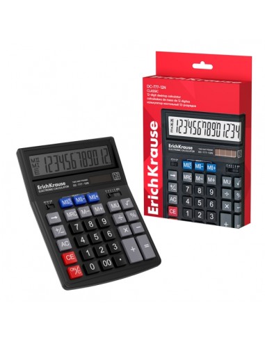 ErichKrause DC-777-12N Classic Calculadora de Sobremesa - Pantalla LCD de 12 Digitos - Apagado Automatico - Alimentacion