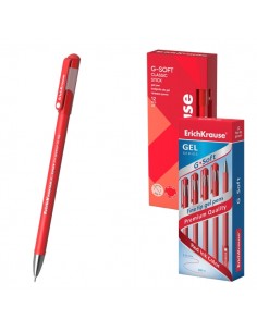 ErichKrause G-Soft Stick Classic Boligrafo con Capuchon - Punta de 0.38mm - Trazo 0.25mm - Tinta de Gel - Resistente al Agua