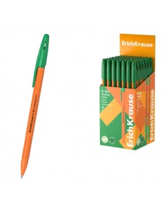 ErichKrause R-301 Stick Orange Boligrafo con Capuchon - Punta de 0.7mm - Cuerpo Opaco Naranja - Trazo 0.35mm - Color Verde