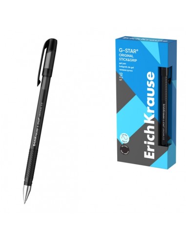 ErichKrause G-Star Stick and Grip Original Boligrafo con Capuchon - Punta de 0.5mm - Trazo 0.4mm - Tinta de Gel - Resistente