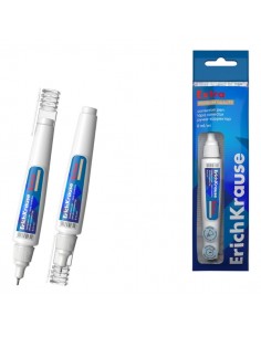 ErichKrause Extra Boligrafo Corrector - Capacidad 8ml - Punta de Metal - Presentado en Blister - Secado Rapido - Color Blanco