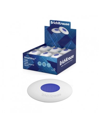 ErichKrause SmartWay Oval Expositor con 24 Gomas de Borrar - Caucho Termoplastico - Hipoalergenico - Libre de PVC - No Rasga