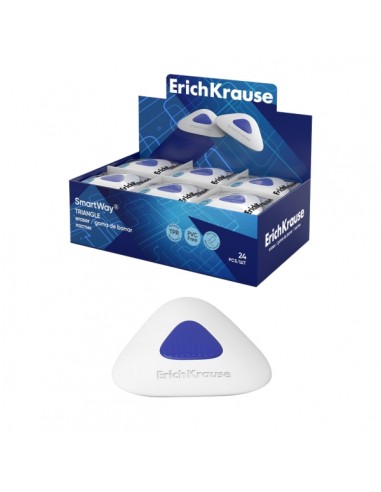 ErichKrause SmartWay Triangular Expositor con 24 Gomas de Borrar - Caucho Termoplastico - Hipoalergenico - No Deja Residuos -