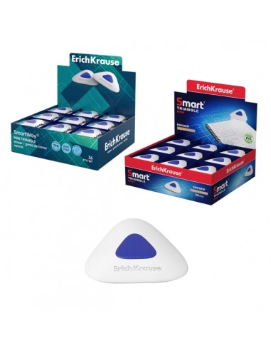 ErichKrause SmartWay Mini Triangular Expositor con 36 Gomas de Borrar - Caucho Termoplastico - Hipoalergenico - Libre de PVC