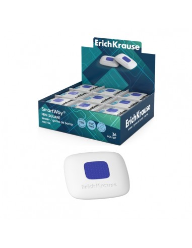 ErichKrause SmartWay Mini Square Expositor con 36 Gomas de Borrar - Caucho Termoplastico - Hipoalergenico - Libre de PVC -