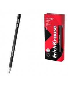 ErichKrause G-Cube Stick Classic Boligrafo con Capuchon - Punta de 0.5mm - Trazo 0.4mm - Tinta de Gel - Resistente al Agua -