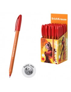ErichKrause U-108 Stick Orange Boligrafo con Capuchon - Punta de 0.7mm - Cuerpo Opaco Naranja - Trazo 0.26mm - Tinta de Baja