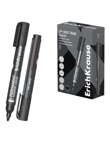 ErichKrause Liquid LP-600 Rotulador Permanente - Ventana Transparente - Punta Conica - Trazo de 2.5mm - Resistente al Agua y