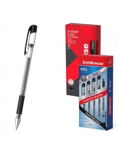 ErichKrause G-Star Stick and Grip Classic Boligrafo con Capuchon - Punta de 0.5mm - Trazo 0.3mm - Tinta de Gel - Resistente