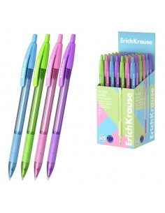 ErichKrause R-301 Matic and Grip Spring Boligrafo Retractil - Modelos Surtidos - Trazo 0.35mm - Zona de Agarre de Goma -
