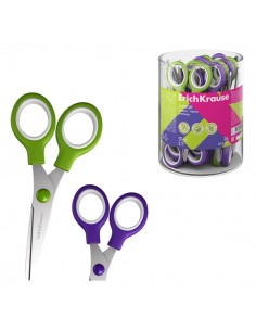 ErichKrause Junior Tijeras de 13cm - Puntas Redondeadas - Mangos de Plastico Resistente a Golpes - Acero Inoxidable -