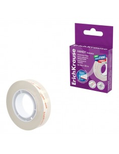ErichKrause Handy tearable Cinta Adhesiva - Alta Adhesion - 12mm de Ancho - 33 Metros - Resistente al Desgarro Longitudinal -