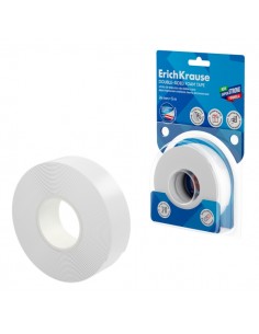 ErichKrause Cinta Adhesiva de Doble Cara - Espuma - Soporta hasta 8kg m2 - 1mm de Grosor - 24mm de Ancho - 5 Metros - Alta