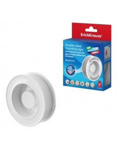 ErichKrause Cinta Adhesiva de Doble Cara - 1mm de Grosor - Soporta hasta 40kg m2 - 30mm de Ancho - 2 Metros - Alta Adhesion -