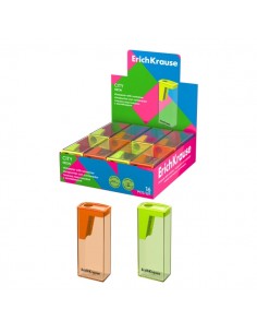 ErichKrause City Neon Expositor con 16 Sacapuntas con Contenedor - Plastico - Cuchilla Niquelada de Acero al Carbono -