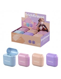 ErichKrause Case Duo Manga Expositor con 12 Sacapuntas con Contenedor - Plastico - 2 Orificios de 8 y 11mm - Cuchilla