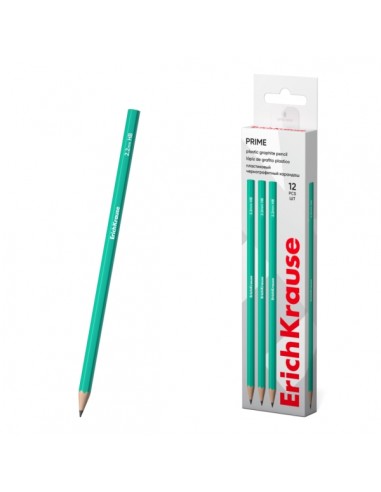 ErichKrause Prime Lapiz de Grafito - Mina HB de 2.2mm - Cuerpo Hexagonal - Plastico - Agarre Ergonomico - Color Turquesa