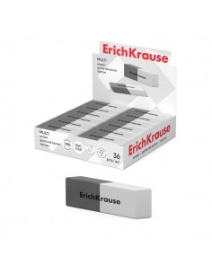 ErichKrause Multi Expositor con 36 Gomas de Borrar - Caucho Termoplastico - Doble Dureza - Abrasivo para Tinta - No Deja