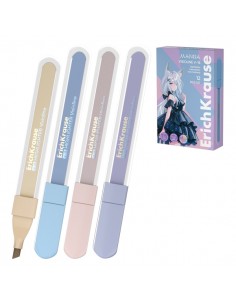 ErichKrause Visioline V-18 Manga Pack de 12 Marcadores Fluorescentes - Punta Biselada - Trazo de 0.5 a 4.5mm - Colores Pastel