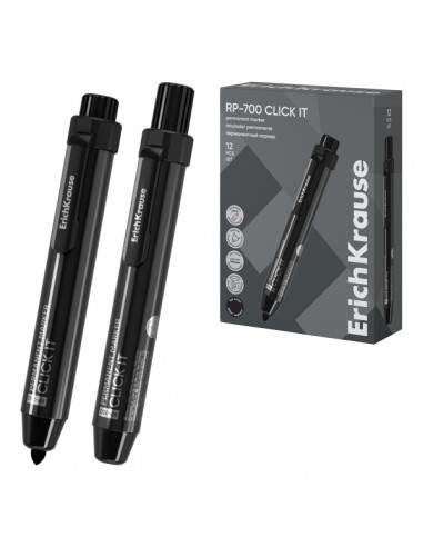 ErichKrause RP-700 Click it Rotulador Permanente - Sistema Retractil - Punta Conica - Trazo de 2.0mm - Resistente al Agua y a