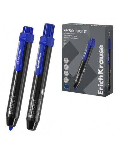ErichKrause RP-700 Click it Rotulador Permanente - Sistema Retractil - Punta Conica - Trazo de 2.0mm - Resistente al Agua y a
