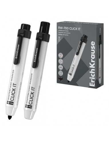 ErichKrause RW-700 Click it Rotulador para Pizarra Blanca - Sistema Retractil - Punta Conica - Trazo de 2.0mm - Tinta a Base