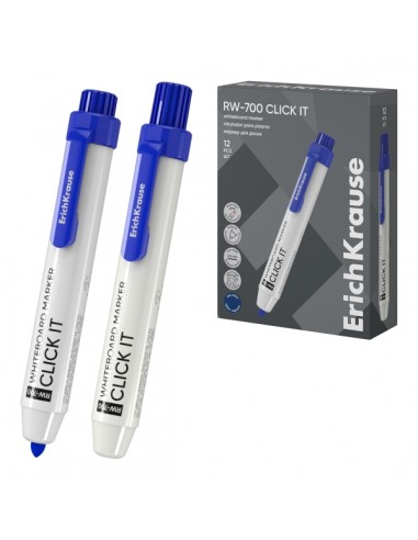 ErichKrause RW-700 Click it Rotulador para Pizarra Blanca - Sistema Retractil - Punta Conica - Trazo de 2.0mm - Tinta a Base