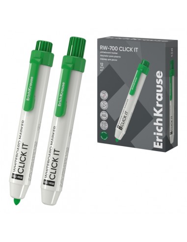 ErichKrause RW-700 Click it Rotulador para Pizarra Blanca - Sistema Retractil - Punta Conica - Trazo de 2.0mm - Tinta a Base
