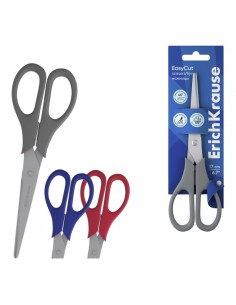 ErichKrause EasyCut Tijeras de 17cm - Mangos de Plastico Resistente a Golpes - Ergonomicas - Colores Surtidos