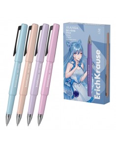 ErichKrause Severe Stick Manga Boligrafo con Capuchon - Modelos Surtidos - Trazo 0.28mm - Tinta de Secado Rapido - Color Azul