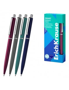 ErichKrause Smart Matic Metallic Boligrafo Retractil - Modelos Surtidos - Trazo 0.35mm - Color Azul