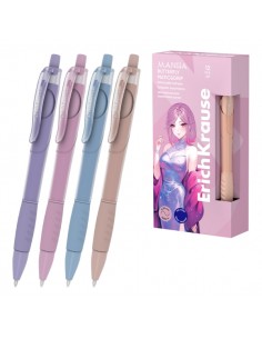 ErichKrause Butterfly Matic and Grip Manga Boligrafo Retractil - Modelos Surtidos - Trazo 0.28mm - Zona de Agarre de Goma -