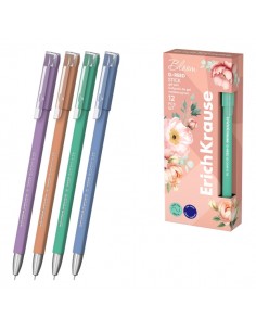 ErichKrause G-Reed Stick Pastel Bloom Boligrafo con Capuchon - Modelos Surtidos - Trazo 0.25mm - Tinta de Gel - Resistente al