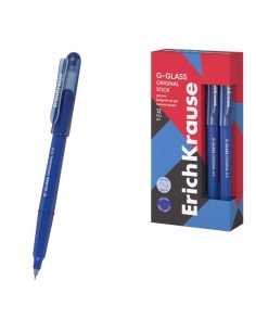 ErichKrause G-Glass Stick Original Boligrafo con Capuchon - Punta de 0.5mm - Trazo 0.4mm - Tinta de Gel - Resistente al Agua