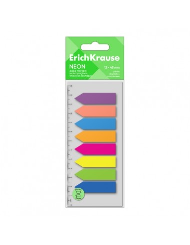 ErichKrause Neon Arrows Pack de 8 Blocs de 25 Marcadores de Pagina - Reposicionables - Plastico - 12x45mm - Colores Surtidos
