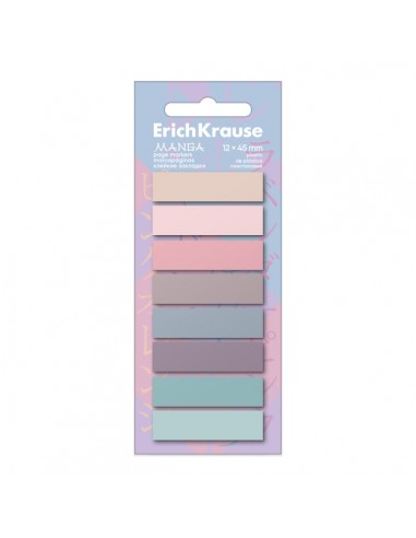 ErichKrause Manga Pack de 8 Blocs de 20 Marcadores de Pagina - Reposicionables - Plastico - 12x45mm - Colores Surtidos