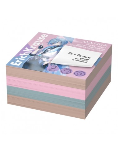 ErichKrause Manga Bloc de 400 Notas Adhesivas Reposicionables - Papel de 75g m2 - 75x75mm - Pegamento a Base de Agua -