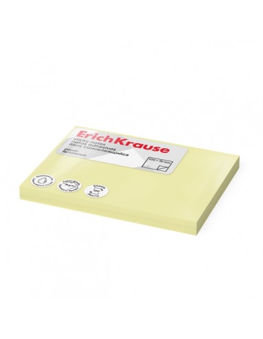 ErichKrause Bloc de 100 Notas Adhesivas Reposicionables - Papel de 75g m2 - 75x100mm - Pegamento a Base de Agua - Color