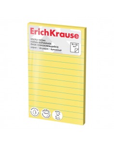 ErichKrause Bloc de 100 Notas Adhesivas Reposicionables - Papel de 75g m2 - 75x125mm - Pegamento a Base de Agua - Color