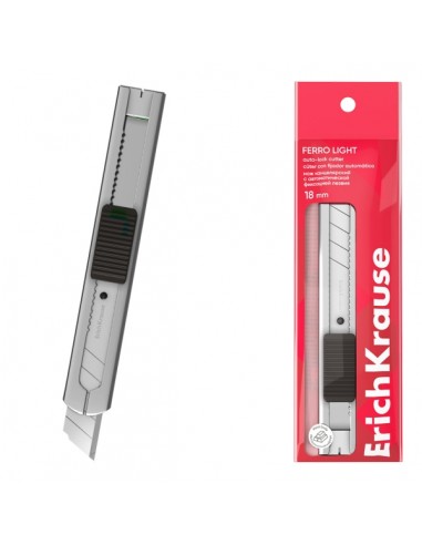 ErichKrause Ferro Light Cuter con Fijador Automatico - Metalico - Hoja de 18mm de Ancho - Color Acero